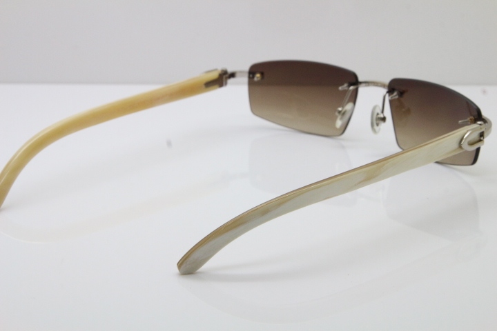 Wholesale High-end brand Carter T8100926 Rimless White Buffalo Horn Sunglasses in Gold Brown Lens Hot