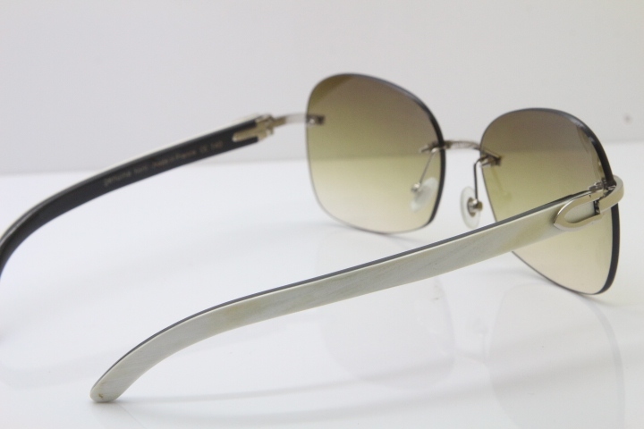 Wholesale High-end brand Carter T8100907 Original Rimless White Inside Black Buffalo Horn Sunglasses In Gold Brown Lens Hot