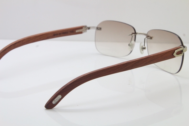 Wholesale High-end brand Carter T8100624 Original Wood Rimless 18K Gold Sunglasses in Silver Brown Lens