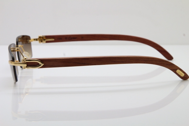 Decor Wood frame Rimless T8100926 gold wood glasses frames sunglasses men luxury brand