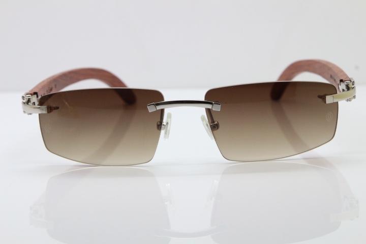 Decor Wood frame Rimless T8100926 gold wood glasses frames sunglasses men luxury brand
