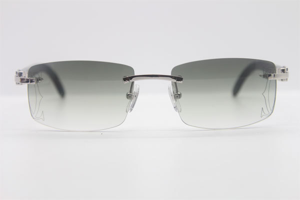 Cartier Rimless Original Black Buffalo Horn 3524012A Sunglasses In Gold Brown Lens Size：56 Hot