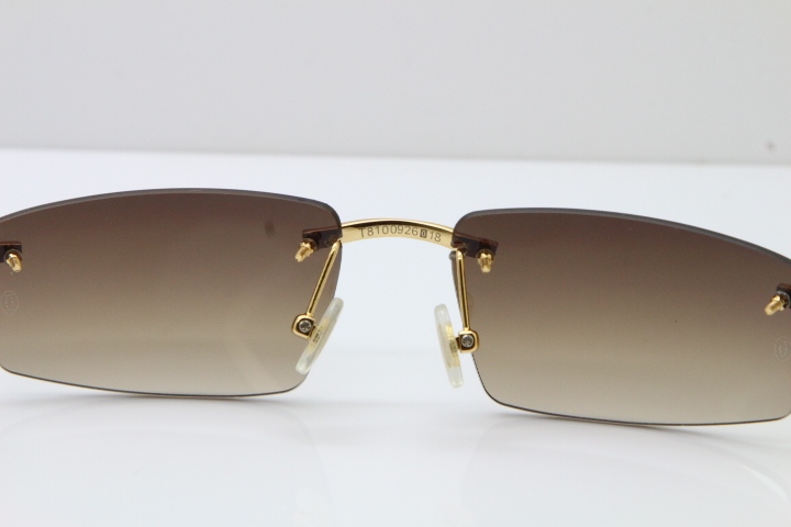 Wholesale High-end brand Carter T8100926 Rimless White Buffalo Horn Sunglasses in Gold Brown Lens Hot