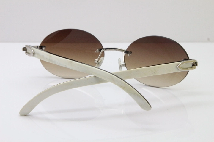 Wholesale High-end brand Carter Original T8307003 Rimless Black Mix White Buffalo Horn luxury brand Sunglasses in Gold Brown Lens