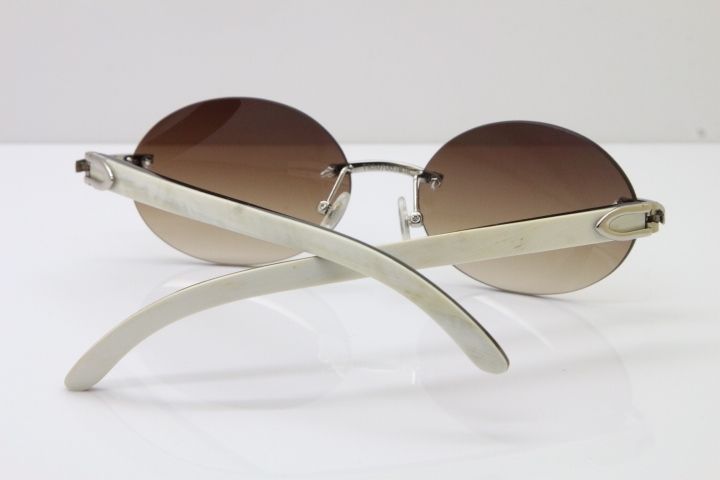 Wholesale High-end brand Carter Original T8307003 Rimless Black Mix White Buffalo Horn luxury brand Sunglasses in Gold Brown Lens