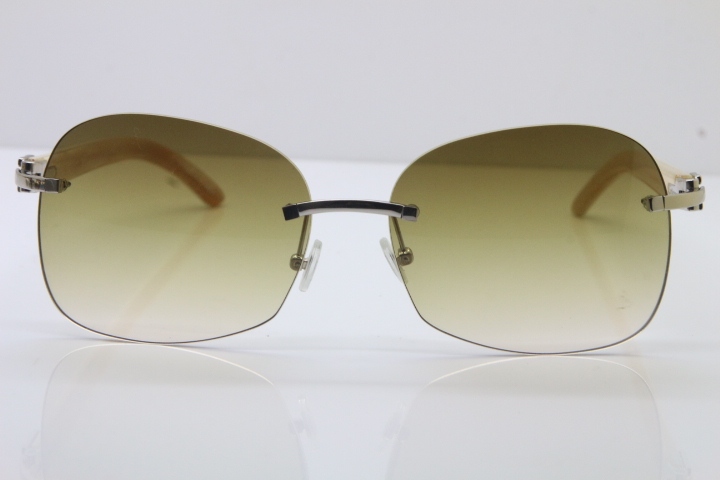 Wholesale High-end brand Carter T8100908 Original Rimless White Genuine Natural Horn T8100907 Sunglasses In Silver Brown Lens