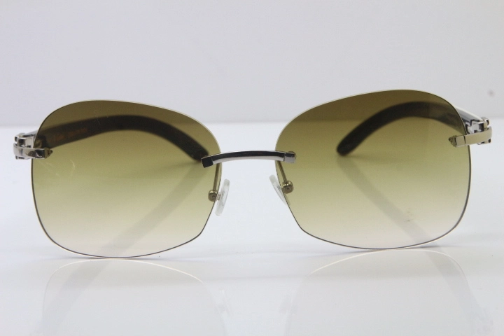 Wholesale High-end brand Carter T8100907 Original Rimless White Inside Black Buffalo Horn Sunglasses In Gold Brown Lens Hot