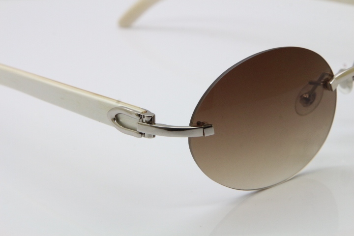 Wholesale High-end brand Carter T8307003 Rimless Original White Buffalo Horn luxury brand Sunglasses in Gold Brown Lens