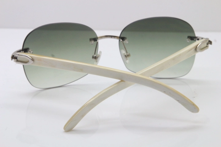 Wholesale High-end brand Carter T8100908 Original Rimless White Genuine Natural Horn T8100907 Sunglasses In Silver Brown Lens