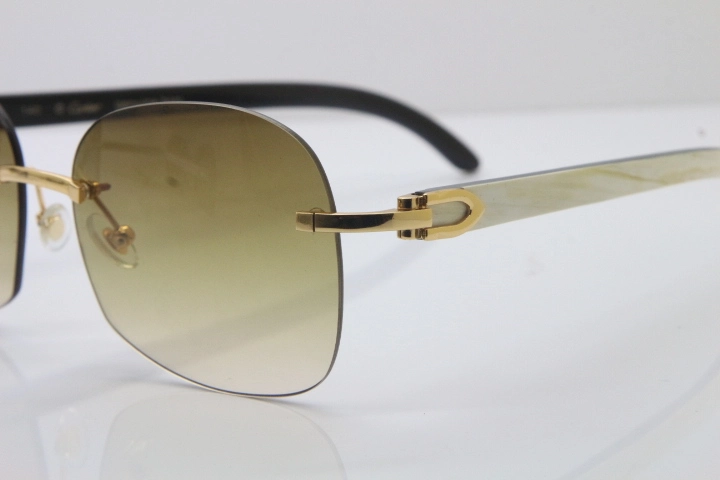 Wholesale High-end brand Carter T8100907 Original Rimless White Inside Black Buffalo Horn Sunglasses In Gold Brown Lens Hot