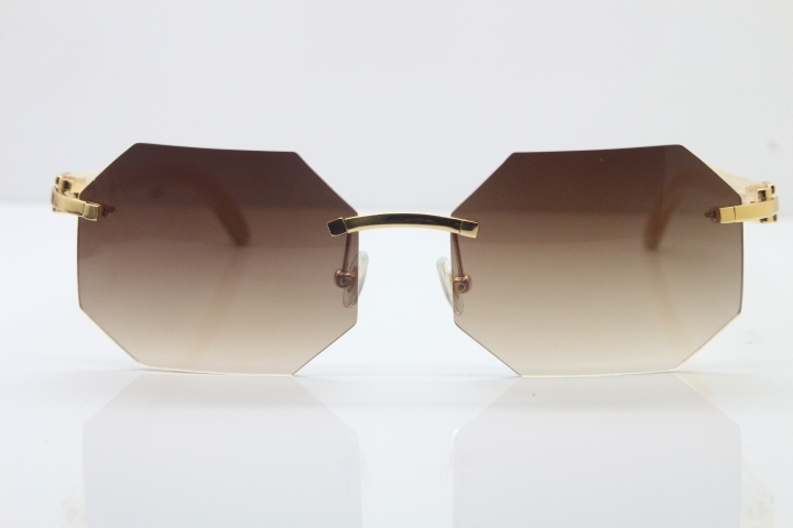 Wholesale High-end brand Carter T8307002 Original Rimless White Genuine Natural Horn Sunglasses in Gold Brown Lens Hot