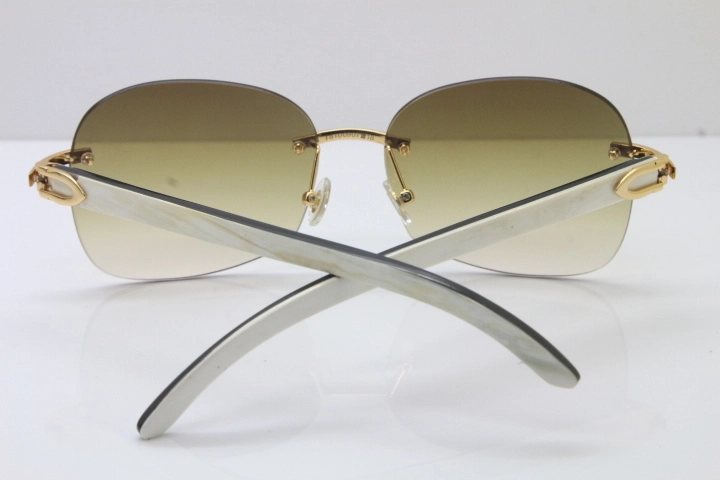 Wholesale High-end brand Carter T8100907 Original Rimless White Inside Black Buffalo Horn Sunglasses In Gold Brown Lens Hot