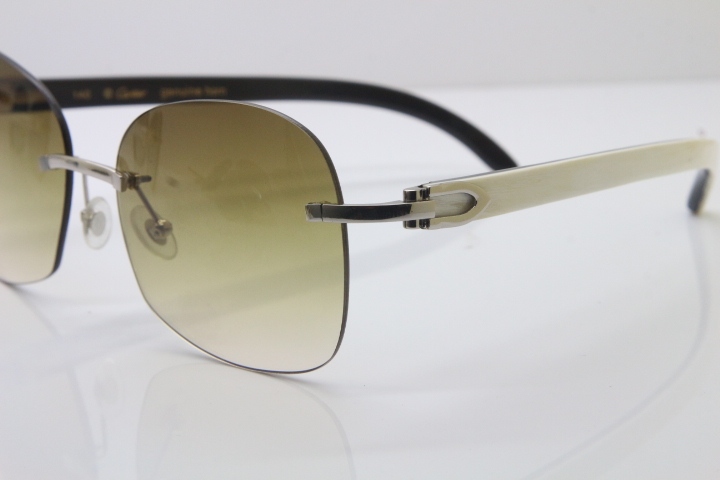 Wholesale High-end brand Carter T8100907 Original Rimless White Inside Black Buffalo Horn Sunglasses In Gold Brown Lens Hot