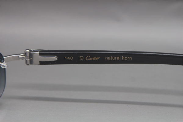 Wholesale High-end brand Cartier Rimless Original Black Buffalo Horn 3524011 Sunglasses In Gold Brown Lens