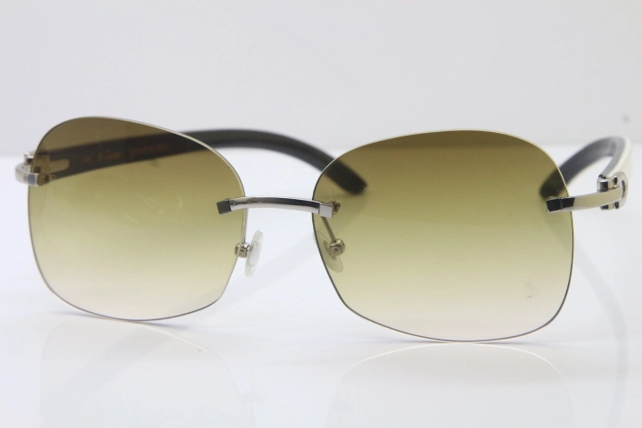 Wholesale High-end brand Carter T8100907 Original Rimless White Inside Black Buffalo Horn Sunglasses In Gold Brown Lens Hot