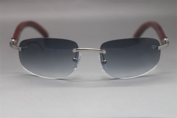 Cartier 3524011 Rimless Carved Wood Trimming Lens Sunglasses in Gold Brown Lens Hot