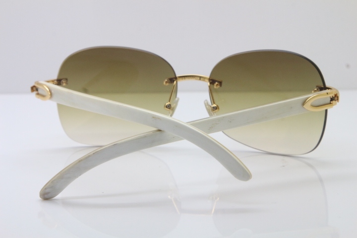 Wholesale High-end brand Carter T8100908 Original Rimless White Genuine Natural Horn T8100907 Sunglasses In Silver Brown Lens