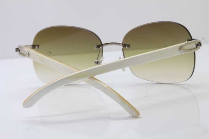 Wholesale High-end brand Carter T8100908 Original Rimless White Genuine Natural Horn T8100907 Sunglasses In Silver Brown Lens