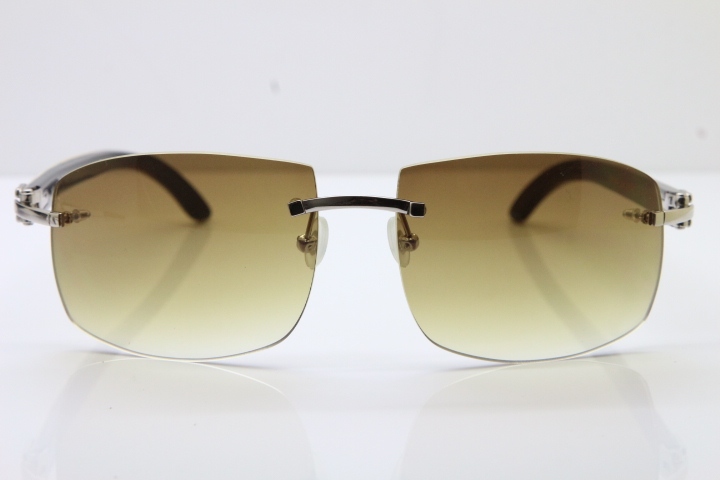 Cartier Hot 4189705 Rimless White Inside Black Buffalo Horn  Sunglasses