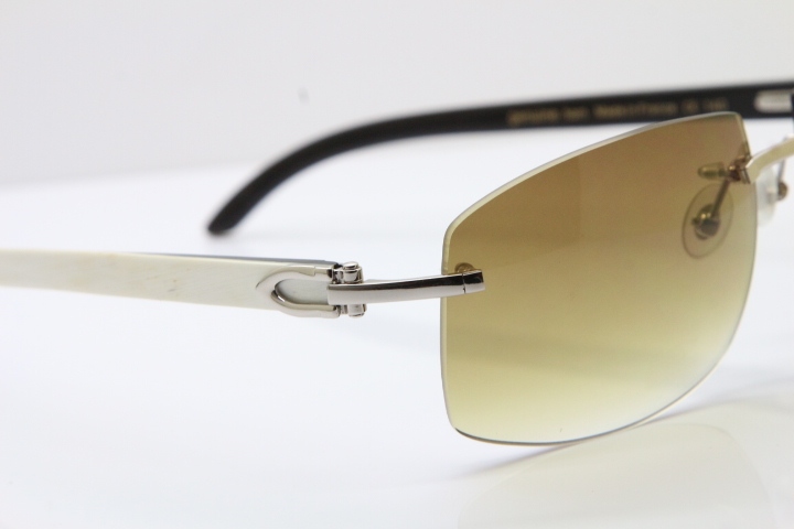 Cartier Hot 4189705 Rimless White Inside Black Buffalo Horn  Sunglasses