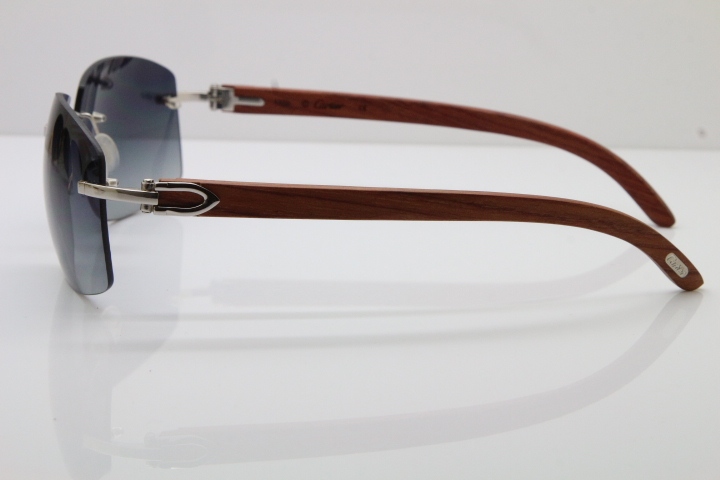 Cartier CT4189705 Rimless Wood Sunglasses in Gold Brown Lens