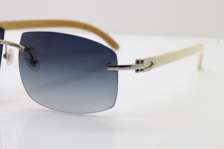 wholesale Larger Hot 4189705 Rimless White Buffalo Horn  Sunglasses in Gold Brown Lens