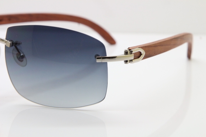 Cartier CT4189705 Rimless Wood Sunglasses in Gold Brown Lens