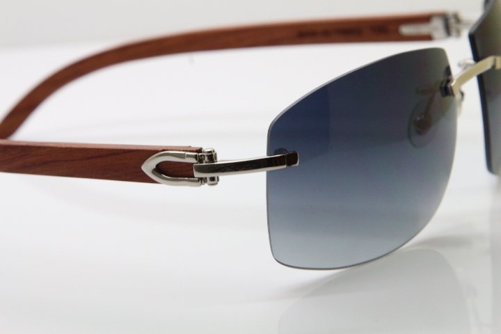 Cartier CT4189705 Rimless Wood Sunglasses in Gold Brown Lens