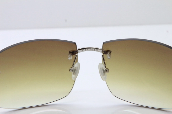 wholesale Larger Hot 4189705 Rimless White Buffalo Horn  Sunglasses in Gold Brown Lens