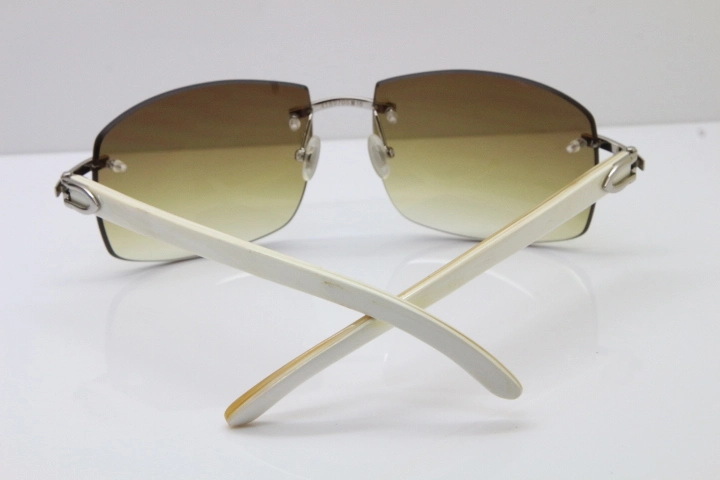 wholesale Larger Hot 4189705 Rimless White Buffalo Horn  Sunglasses in Gold Brown Lens