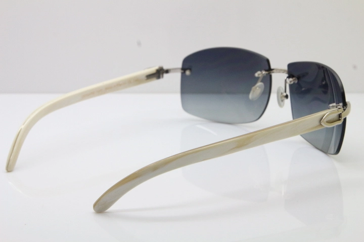 wholesale Larger Hot 4189705 Rimless White Buffalo Horn  Sunglasses in Gold Brown Lens