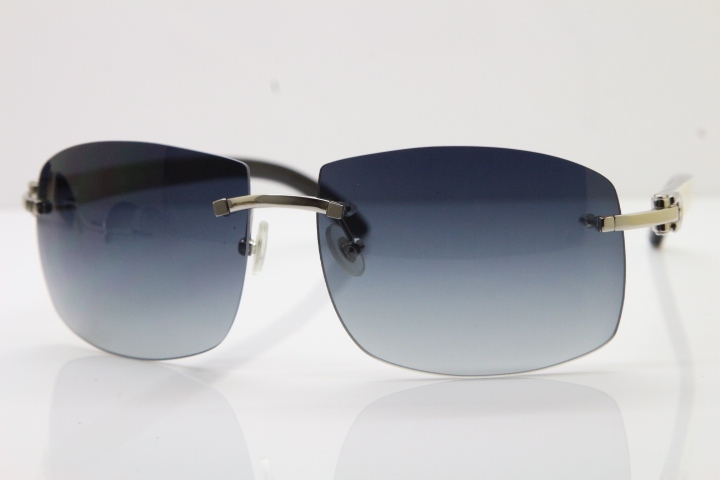 Cartier Hot 4189705 Rimless White Inside Black Buffalo Horn  Sunglasses