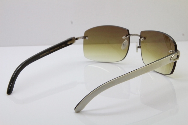 Cartier Hot 4189705 Rimless White Inside Black Buffalo Horn  Sunglasses