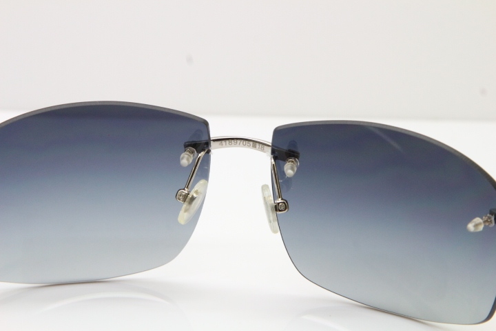 Cartier Hot Larger Hot 4189705 Rimless Black Buffalo Horn Sunglasses in Gold Brown Lens