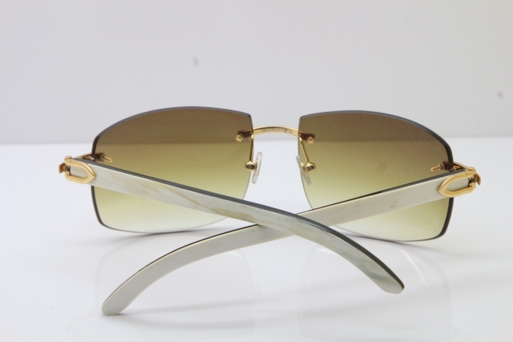 Cartier Hot 4189705 Rimless White Inside Black Buffalo Horn  Sunglasses