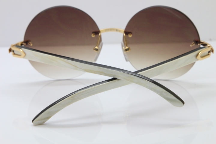 Hot White Inside Black Buffalo Horn Rimless Limited edition Sunglasses Round designer Glasses CT3524012