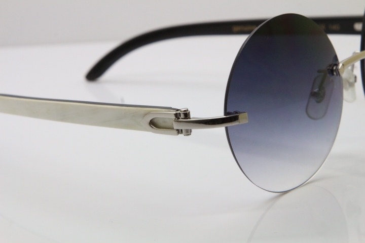 Hot White Inside Black Buffalo Horn Rimless Limited edition Sunglasses Round designer Glasses CT3524012