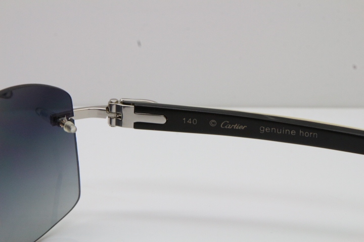 Cartier Hot 4189705 Rimless White Inside Black Buffalo Horn  Sunglasses