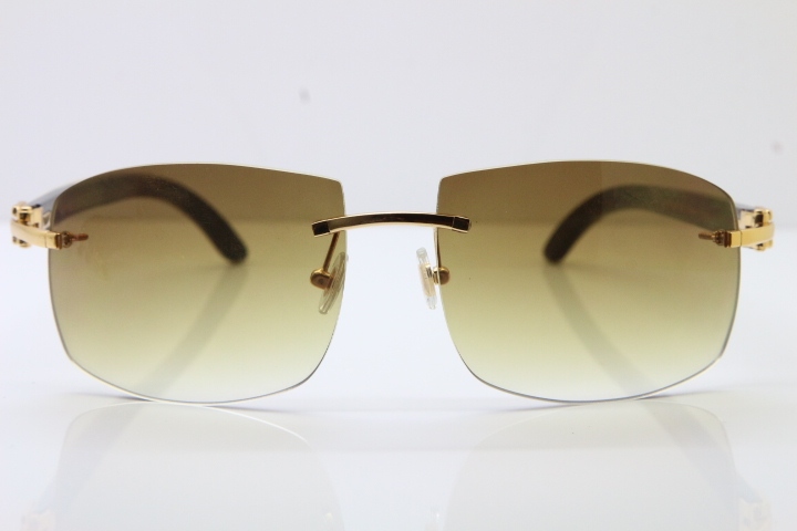 Cartier Hot 4189705 Rimless White Inside Black Buffalo Horn  Sunglasses