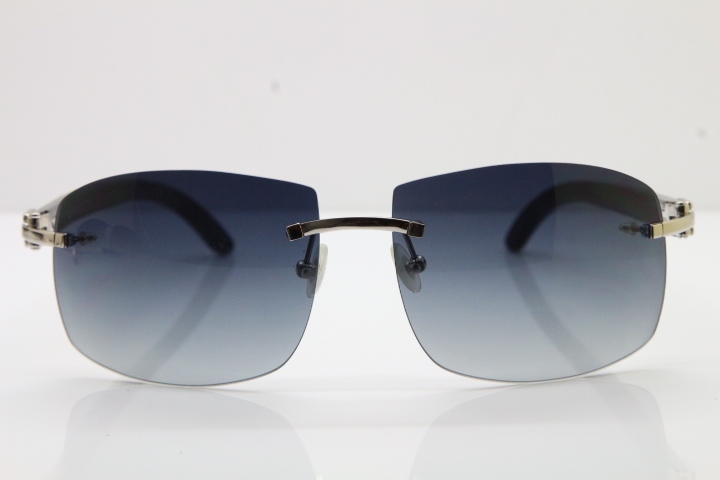 Cartier Hot 4189705 Rimless White Inside Black Buffalo Horn  Sunglasses