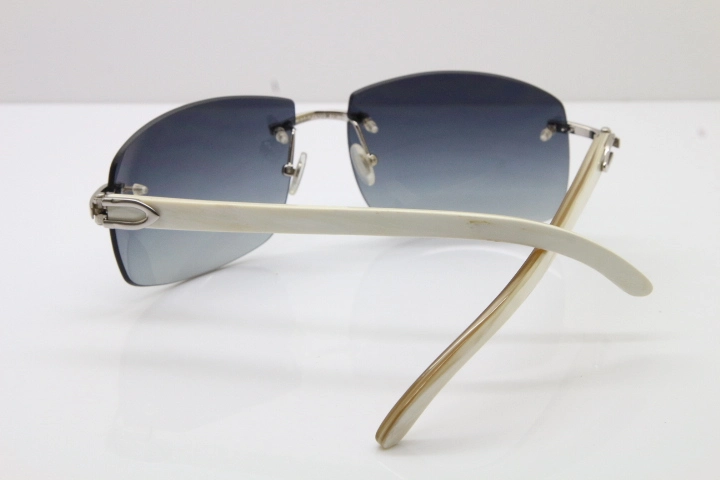 wholesale Larger Hot 4189705 Rimless White Buffalo Horn  Sunglasses in Gold Brown Lens