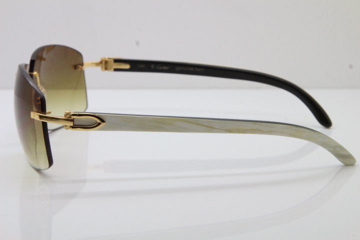 Cartier Hot 4189705 Rimless White Inside Black Buffalo Horn  Sunglasses