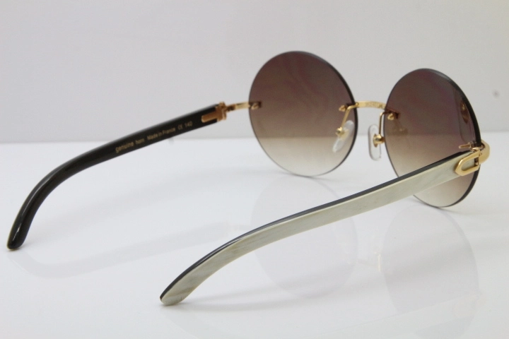 Hot White Inside Black Buffalo Horn Rimless Limited edition Sunglasses Round designer Glasses CT3524012