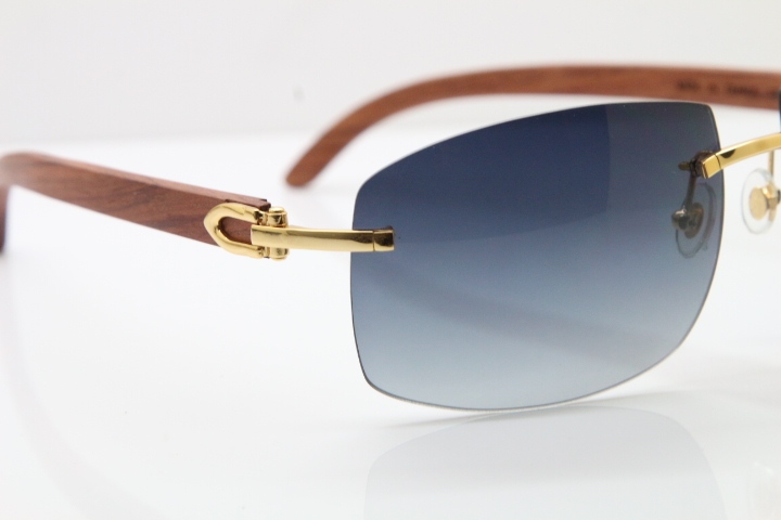 Cartier CT4189705 Rimless Wood Sunglasses in Gold Brown Lens