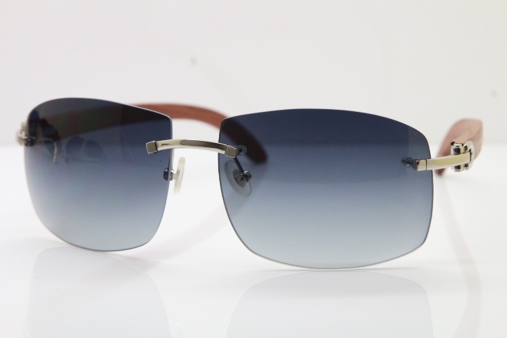 Cartier CT4189705 Rimless Wood Sunglasses in Gold Brown Lens