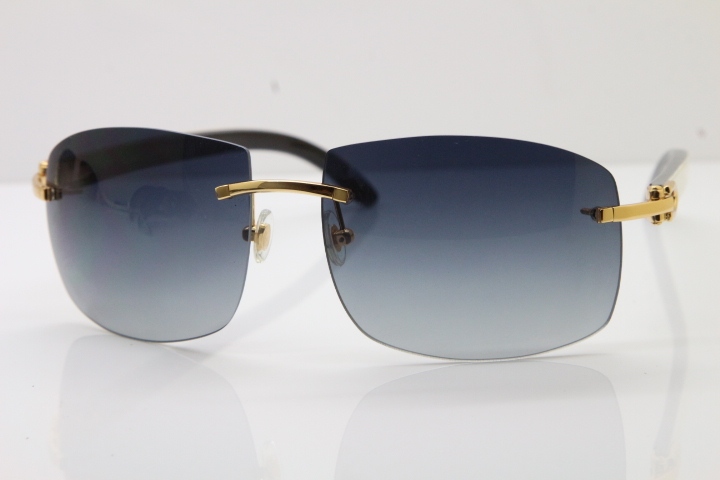 Cartier Hot 4189705 Rimless White Inside Black Buffalo Horn  Sunglasses