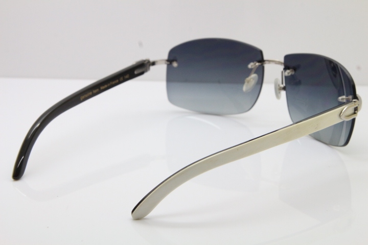 Cartier Hot 4189705 Rimless White Inside Black Buffalo Horn  Sunglasses