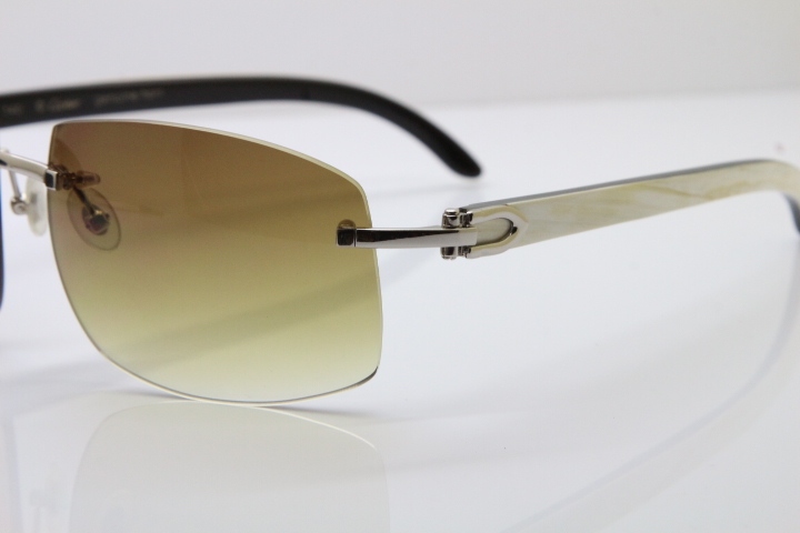 Cartier Hot 4189705 Rimless White Inside Black Buffalo Horn  Sunglasses