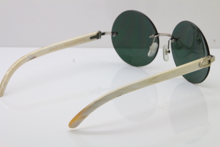 HHot CT3524012 Rimless White Buffalo Horn Sunglasses in Gold Brown Lens Size:57