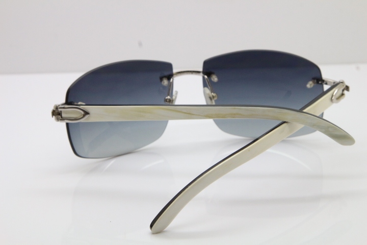 Cartier Hot 4189705 Rimless White Inside Black Buffalo Horn  Sunglasses